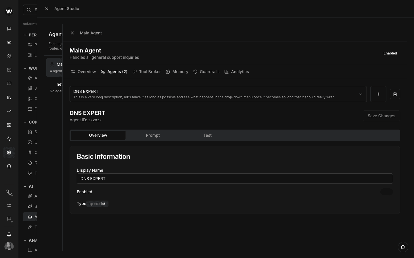 AI agent specialist configuration