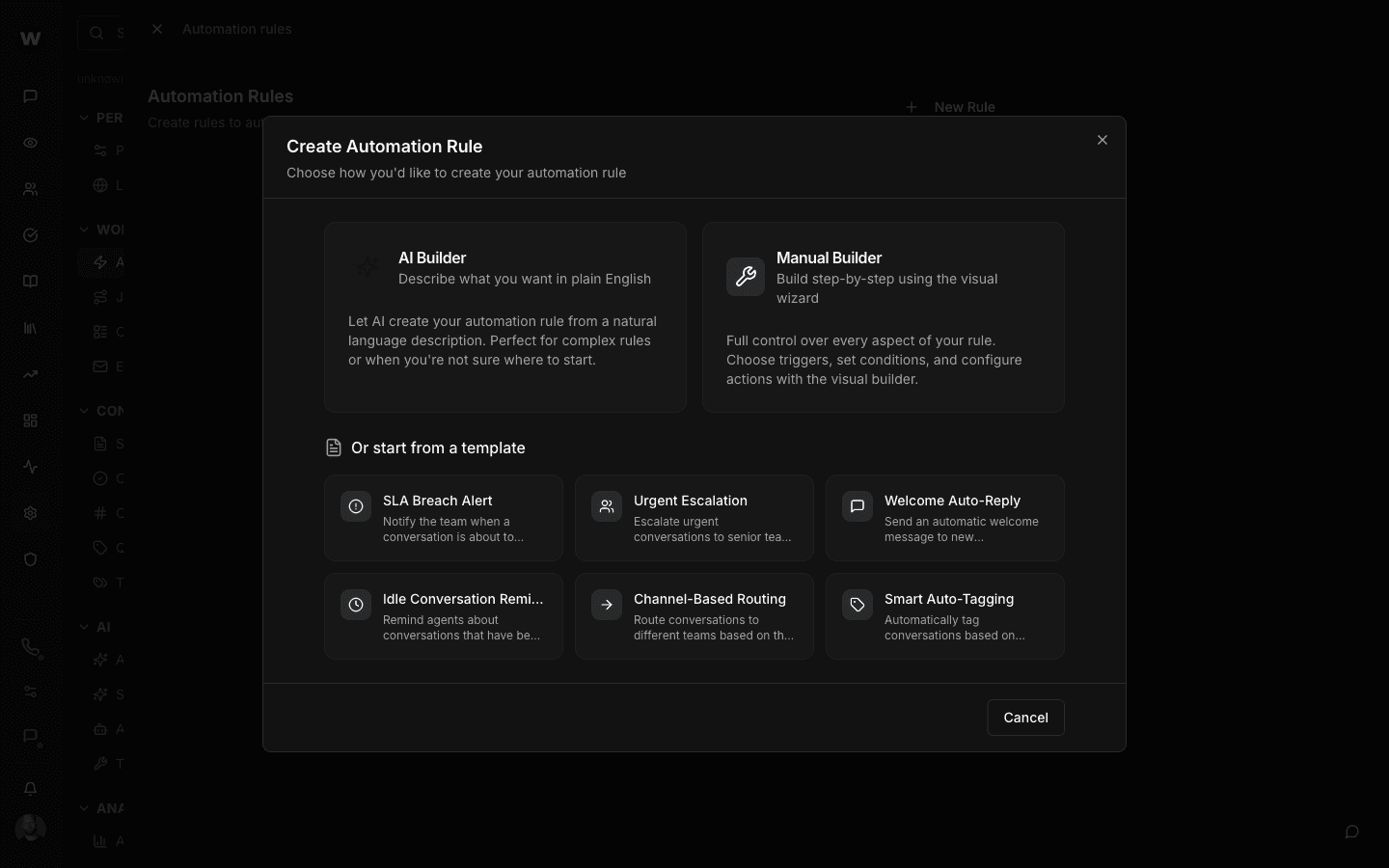 Visual automation rule builder