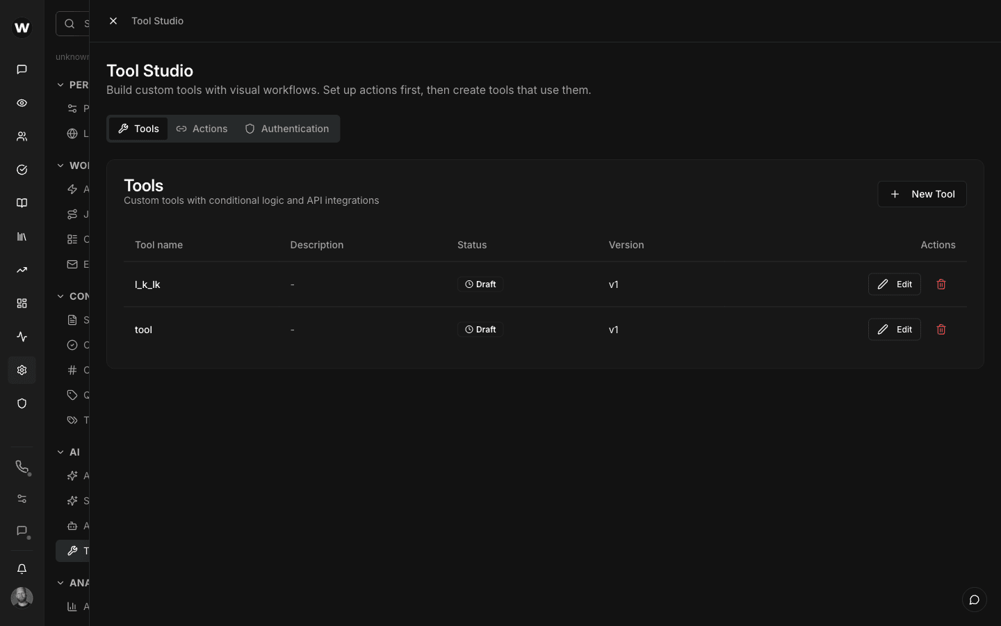 Tool Studio visual workflow builder