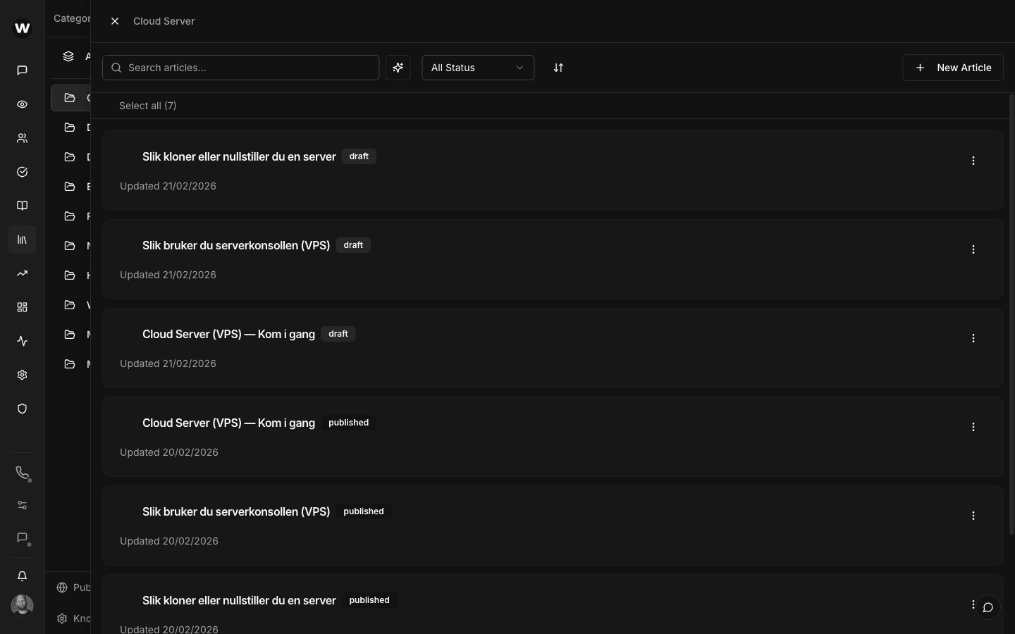 Knowledge Base categories