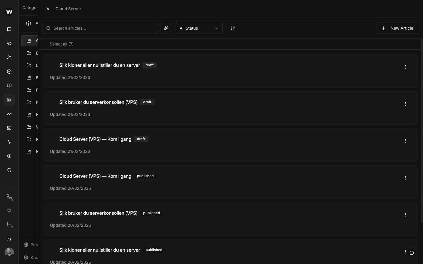 Knowledge Base categories