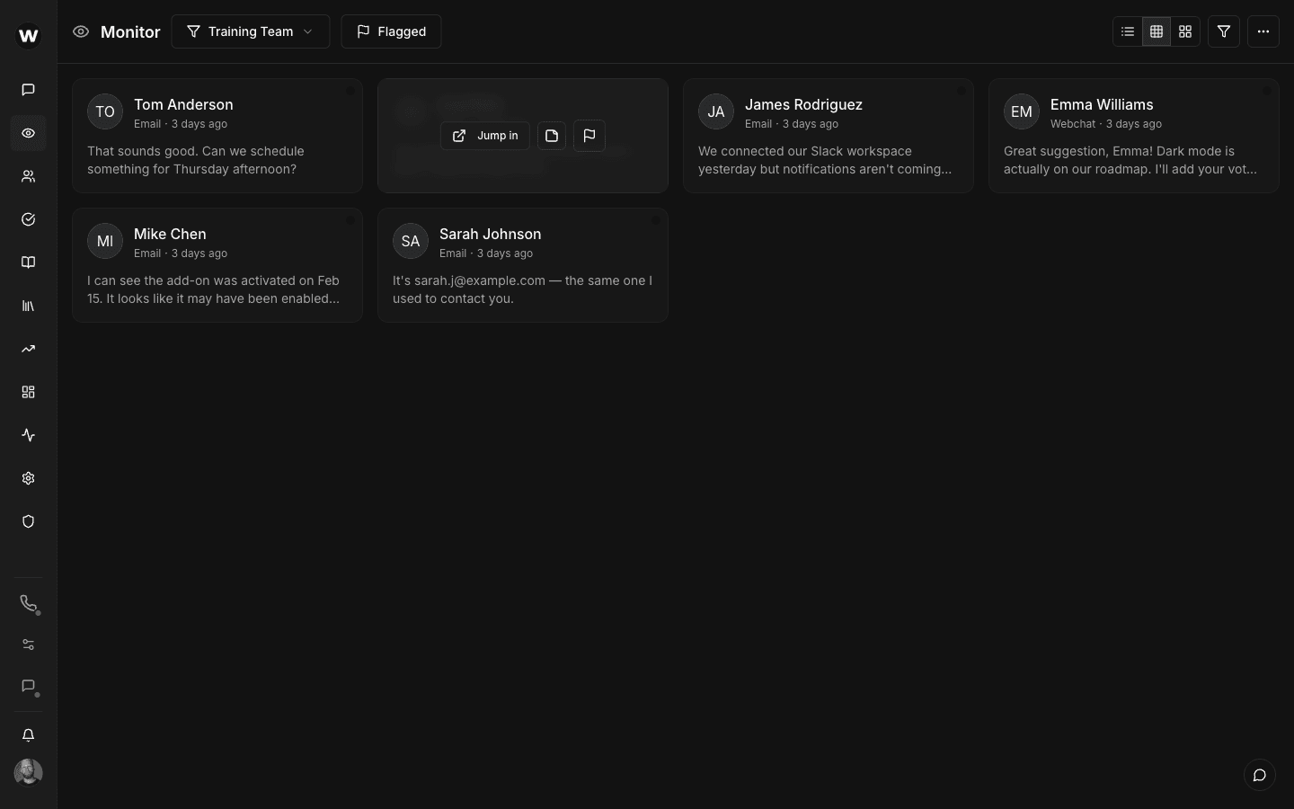 Monitor live conversation queue
